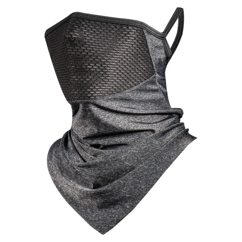 Cooling Neck Gaiter Face Cover - Dark Grey Breathable Mesh Outdoor Sun Scarf with Ear Loops, Multi-Way Bandana for Cycling, Running, Hiking and Summer Activities
