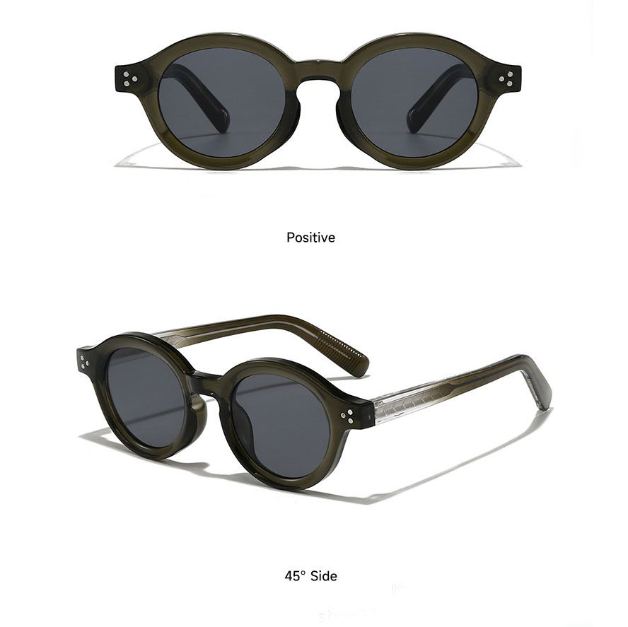 Green Retro Round Sunglasses with Storage Pouch - 41mm Fashion Tinted Lens Sun Glasses with Slim Temple Design for Travel, Beach, Driving and Everyday Outdoor Wear