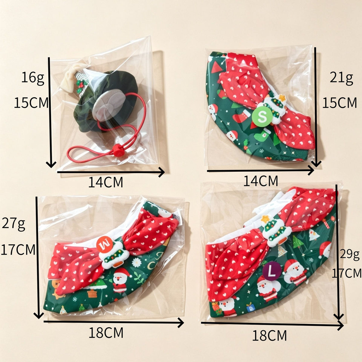 Christmas Pet Hat and Bandana Set (L)- Green Christmas Tree Bow Design with Adjustable Neck Wrap and Elastic Hat Strap for Dogs and Cats, Festive Party Photo Outfit