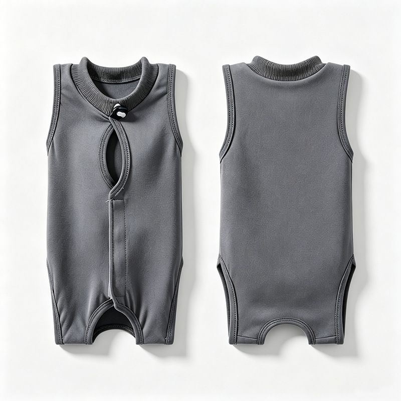 Grey Pet Recovery Suit L Size (Approx.4-7 kg) - Modal Stretch Post Surgery Bodysuit, Breathable Abdominal Coverage and Anti Licking Clothing for Cats and Dogs