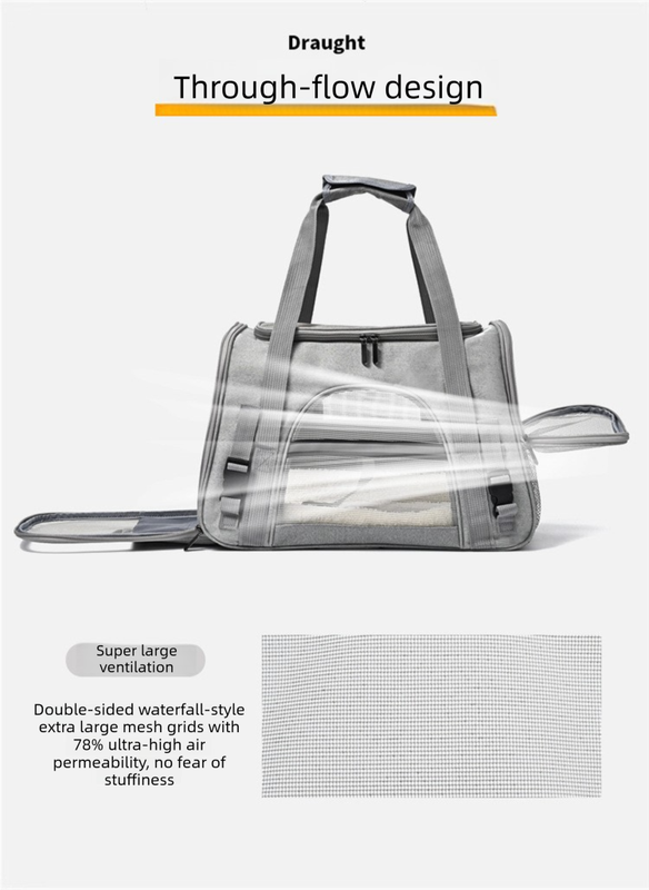 Purple Foldable Pet Carrier Bag - Breathable Mesh Soft Sided Travel Carrier, Handheld and Shoulder Carry Design for Cats and Small Dogs up to Approx. 7.5 kg