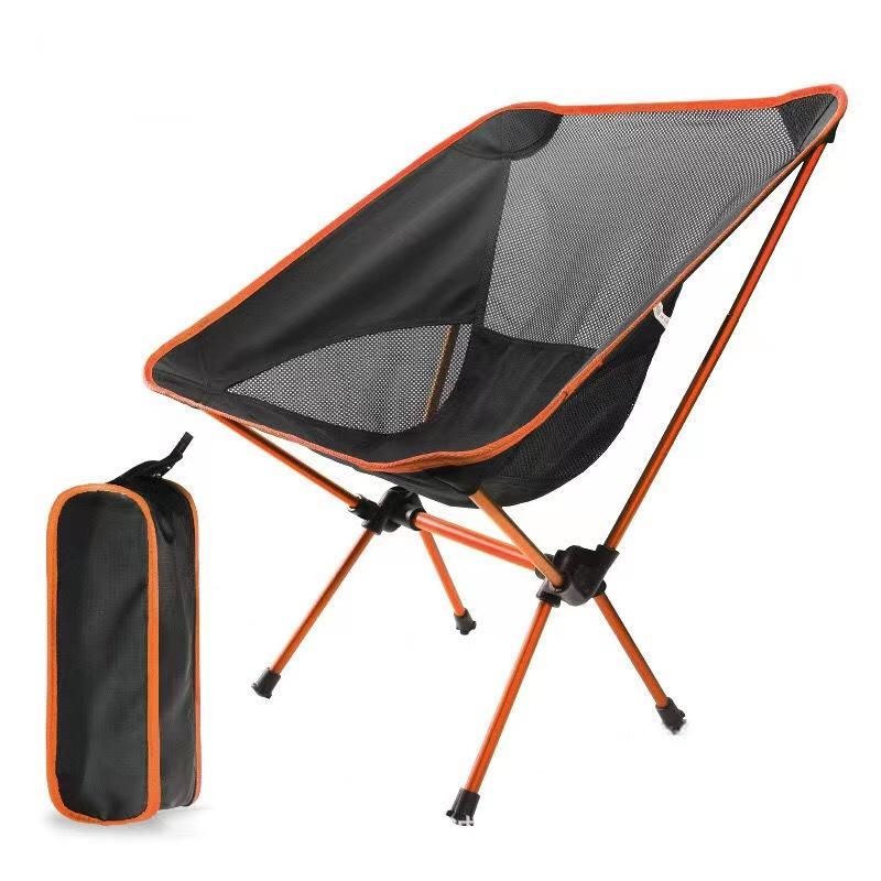 Orange Lightweight Folding Camping Chair( 53 x 60 x 65 cm)Aluminium Frame, 600D Oxford Fabric and Breathable Mesh, Portable Outdoor Chair with Carry Bag