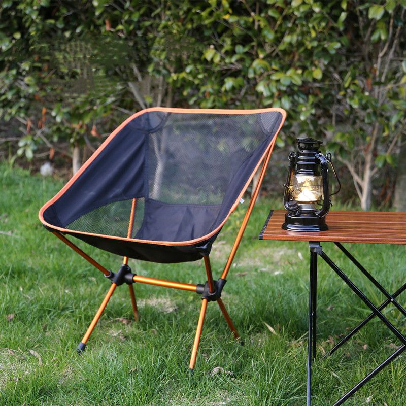 Orange Lightweight Folding Camping Chair( 53 x 60 x 65 cm)Aluminium Frame, 600D Oxford Fabric and Breathable Mesh, Portable Outdoor Chair with Carry Bag