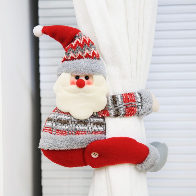 Santa Claus Curtain Tieback - 34 x 27 cm Plush Christmas Curtain Holder, Cartoon Doll Window Decoration for Home, Hotel, Restaurant and Festive Display