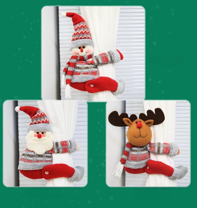 Christmas Snowman Curtain Tieback - 34 x 27 cm Plush Cartoon Doll Curtain Holder, Festive Window Decoration for Home, Hotel, Restaurant and Holiday Displays