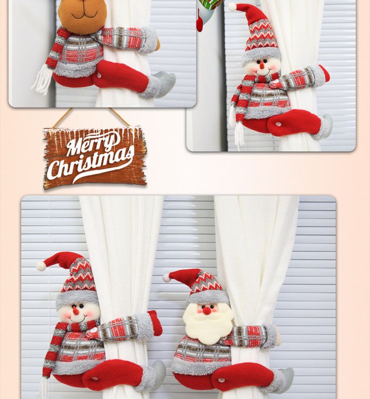 Christmas Reindeer Curtain Tieback - 34 x 27 cm Plush Cartoon Doll Curtain Holder, Festive Window Decoration for Home, Hotel, Restaurant and Holiday Displays