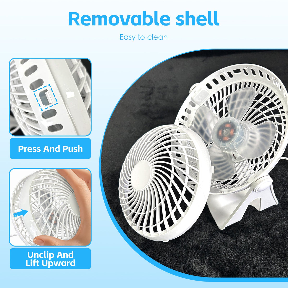 USB Powered Desk Fan – Portable 2-Speed Adjustable Angle Cooling Fan (White)