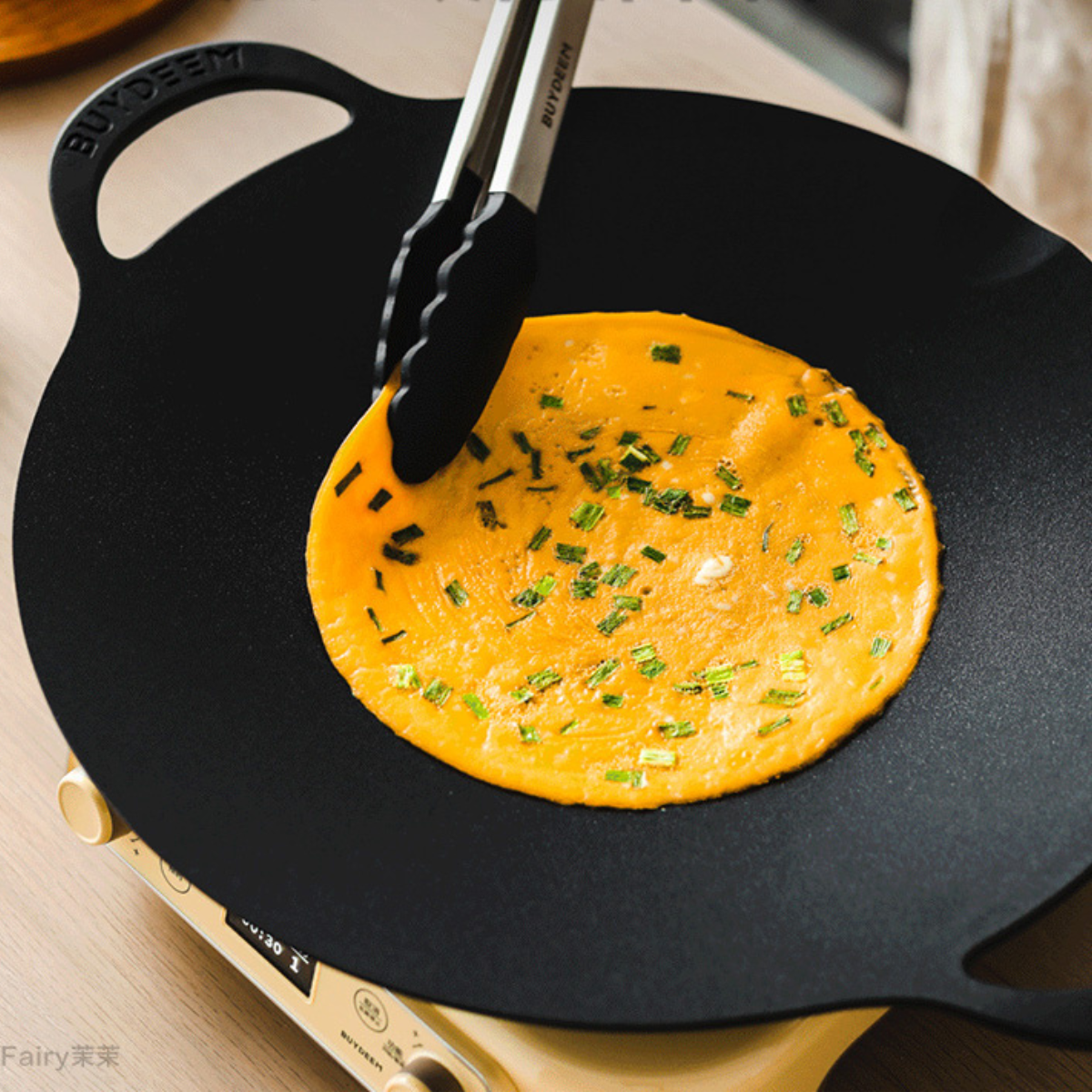 BUYDEEM Grill Pan Nonstick 36cm Round BBQ Griddle Indoor or Outdoor Cooking