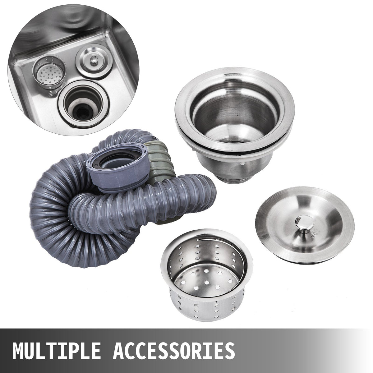 Handmade Sink Non-magnetic Stainless Steel Kitchen Sink Hand Made 1 Compartment 44.4 x 41.9 x 25.4 cm Capacity Huge Tub Sink for Farmhouse Cafe Shop Hospital