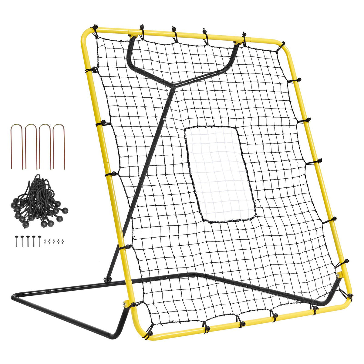 Baseball And Softball Rebounder Net, 4 x 4.5 Feet PitchBack Baseball Nest for Pitching and Fielding Training, Pitch Return Trainer Rebound Net with Pitching Target, 4 Adjustable Angles