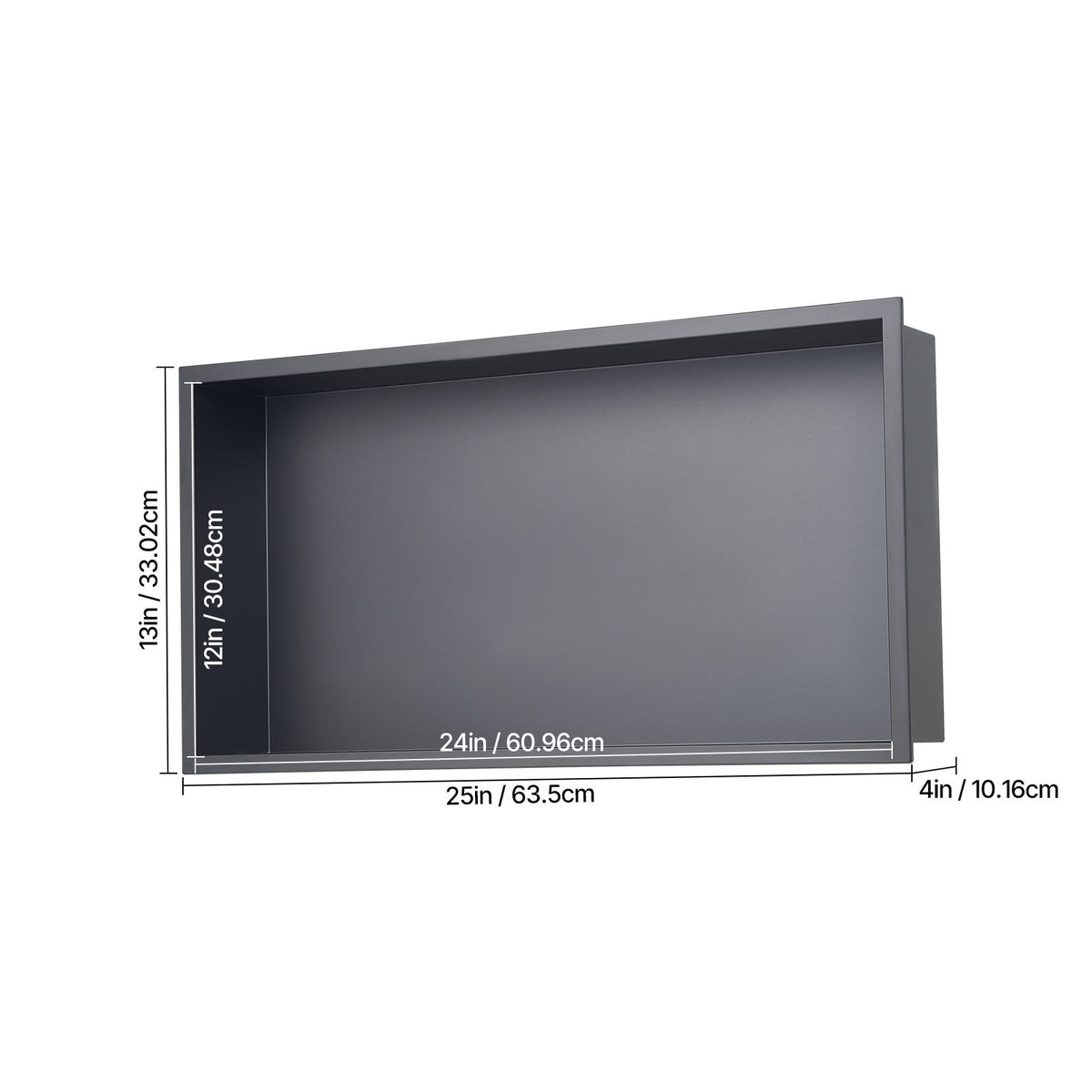 Shower Niche, 33.0 x 63.5 x 10.2 cm Recessed Wall Niche, Heavy-duty Stainless Steel Modern Soap & Shampoo Storage Organizer, Sealed Waterproof, Durable & Easy to Install, Black for Bathroom