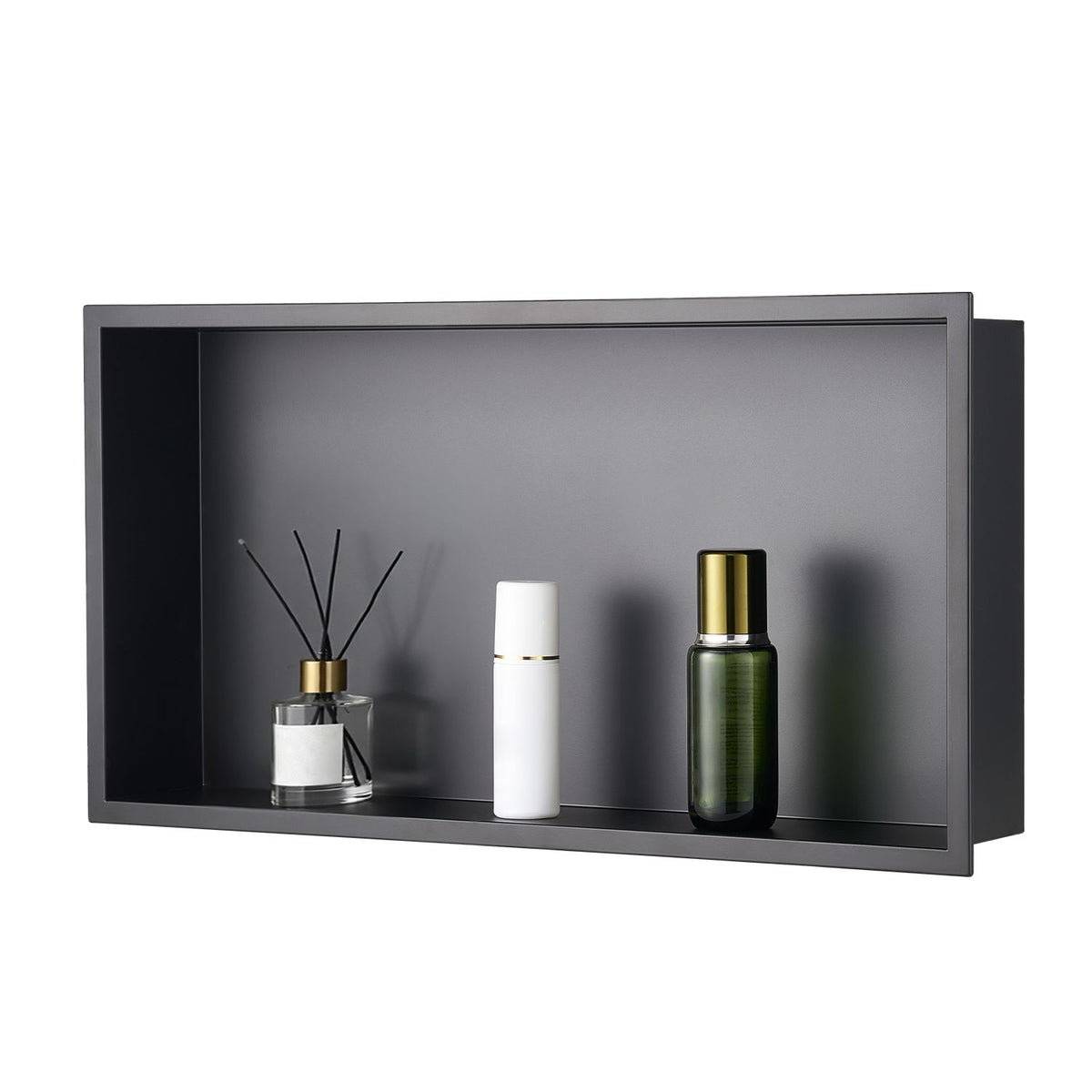 Shower Niche, 33.0 x 63.5 x 10.2 cm Recessed Wall Niche, Heavy-duty Stainless Steel Modern Soap & Shampoo Storage Organizer, Sealed Waterproof, Durable & Easy to Install, Black for Bathroom