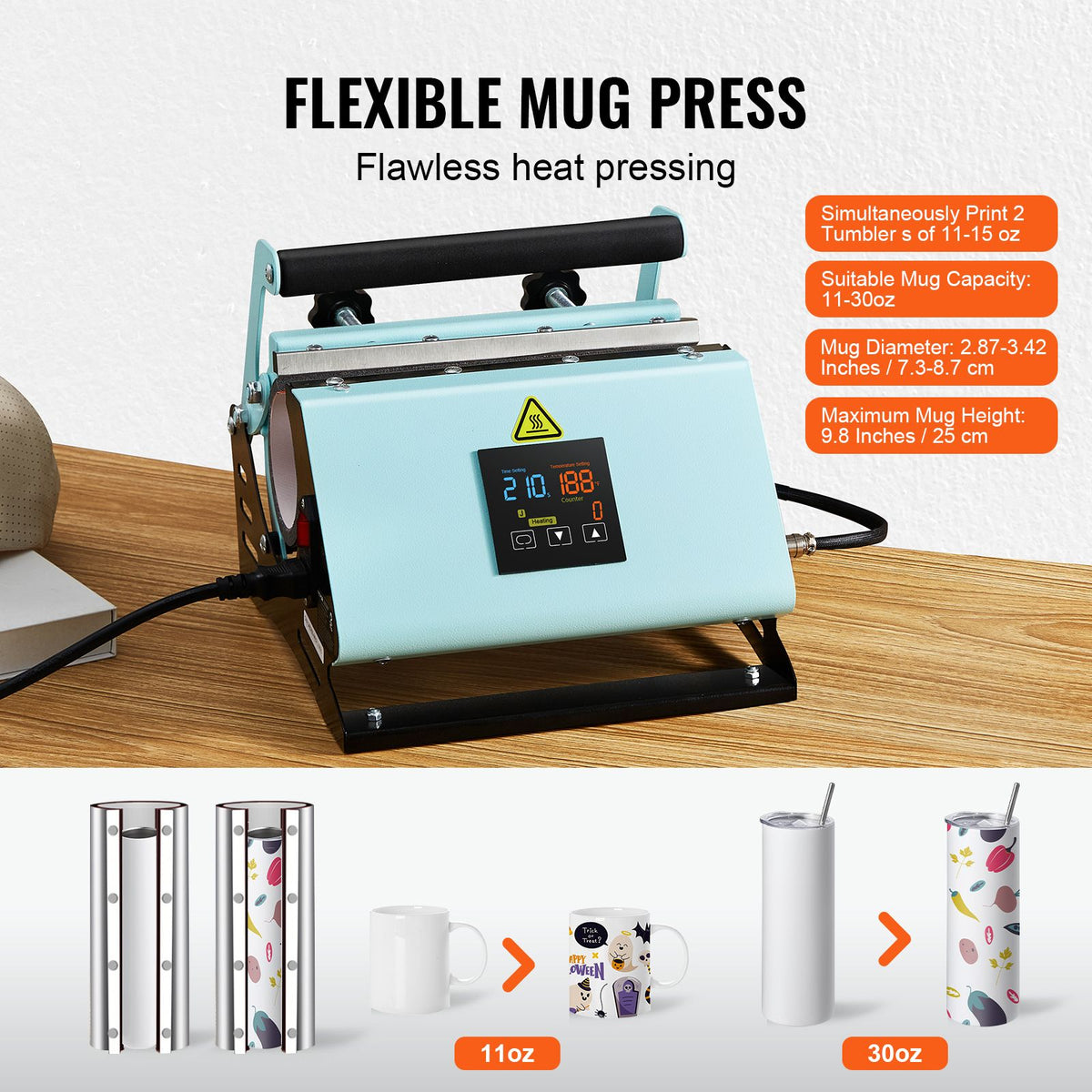 2 in 1 Tumbler and Hat Heat Press Machine Heat Machine for Caps Hats Mugs