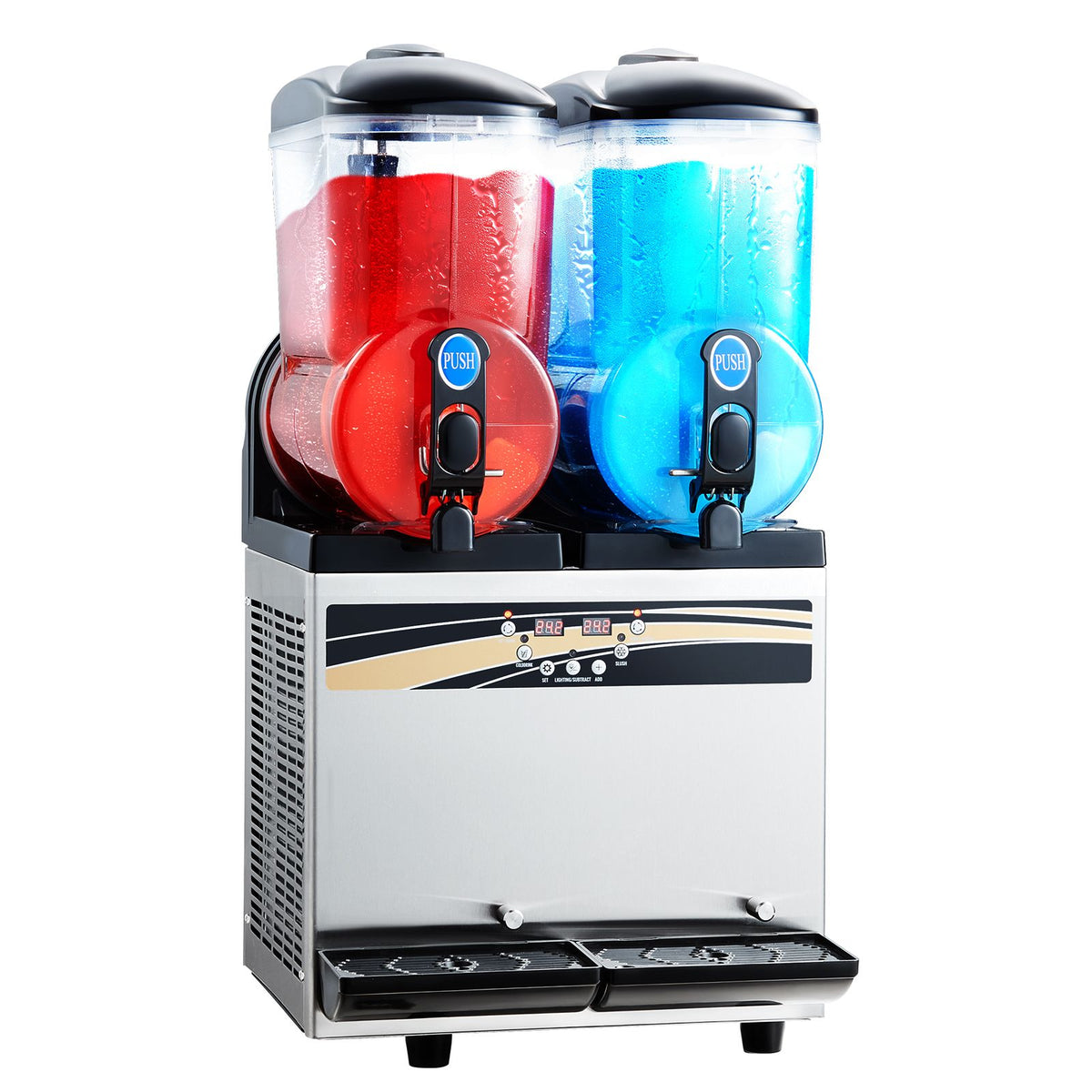 Commercial Frozen Drink Maker, 15Lx2 Double Tank Slushy Machine, 120 Cups Stainless Steel Margarita Smoothie Frozen Drink Machine, Slushie Maker for Home Party Restaurants Cafe Bars