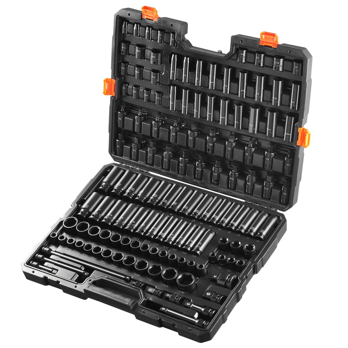 Impact Sockets Set 130PCS 6-Point 3/8" & 1/2" Drive Bit Ratchet Tool Kit