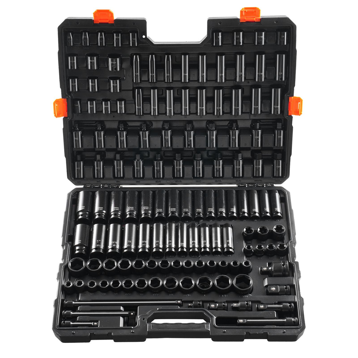 Impact Sockets Set 130PCS 6-Point 3/8" & 1/2" Drive Bit Ratchet Tool Kit