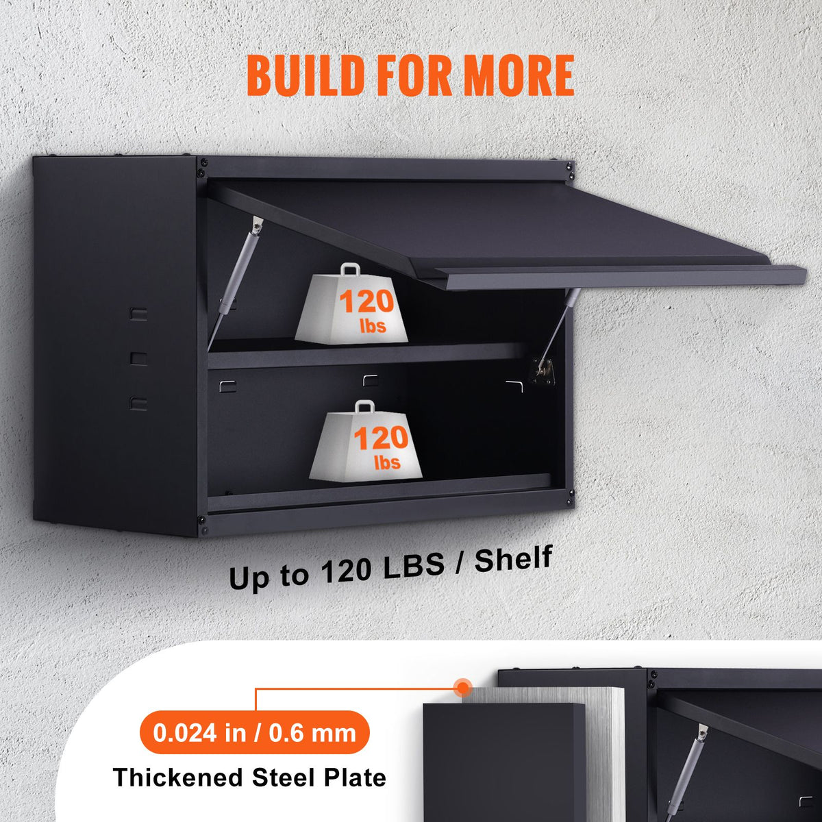 Metal Storage Cabinet, 54.4 kg Load Capacity per Shelf, 50.8 cm Tall Wall-Mounted Powder-Coating Steel Garage Cabinet with Adjustable Shelf, Press to Lock & Open Door, Perfect for Office Home Garage
