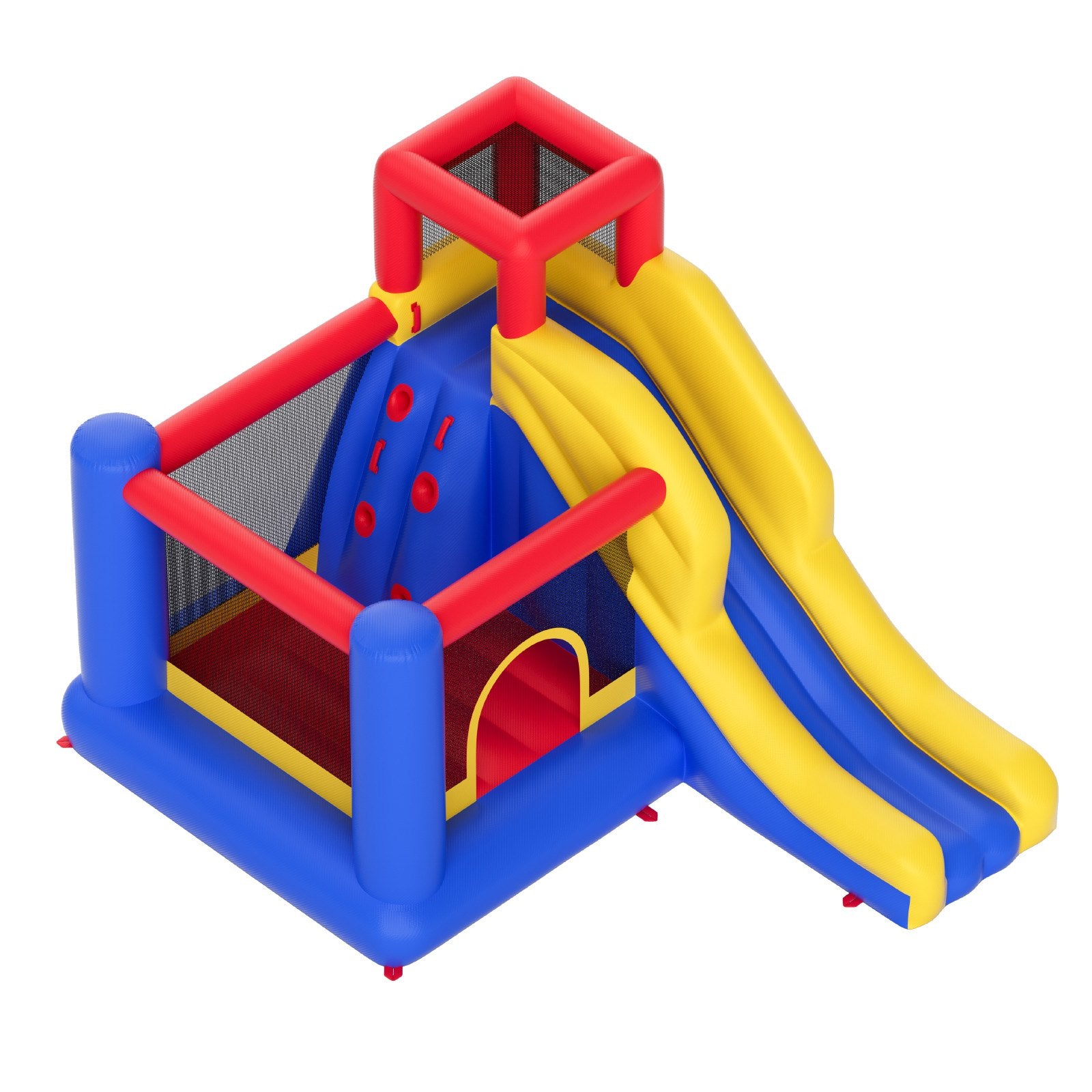 VEVOR Inflatable Bounce House, Outdoor High Quality Playhouse Trampoline, Jumping Bouncer with Blower, Slide, and Storage Bag, Family Backyard Bouncy Castle, for Kid Ages 3_8 Years, 3.4x2.6x2.3m