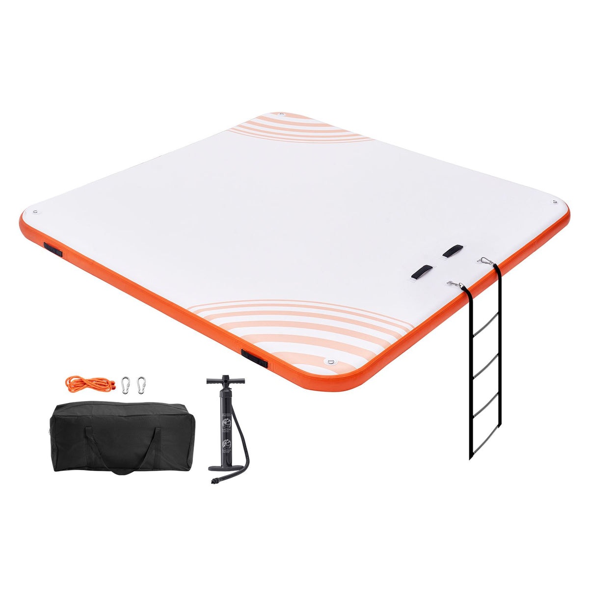 Inflatable Floating Dock, 7 x 7FT Inflatable Dock Platform, Non-Slip Water Floating Dock Mat with Portable Carrying Bag & Detachable Ladder, Floating Platform Island Raft for Pool Beach Ocean
