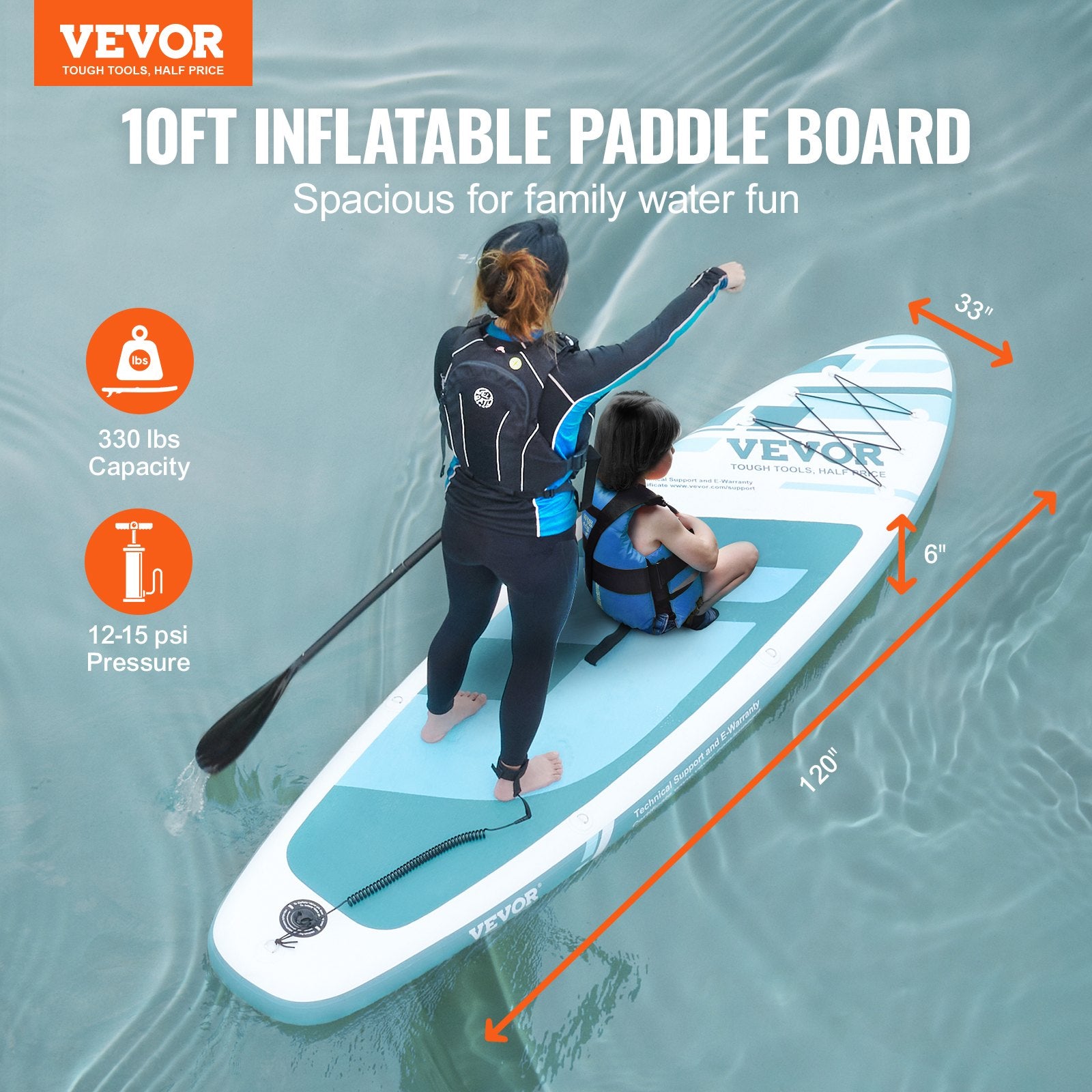 Inflatable Stand Up Paddle Board, 152 mm Wide SUP Paddleboard, with Board Accessories, Pump, Paddle, Fin, Phone Bag, Backpack, Ankle Leash, Repair Kit, Non-slip Deck for Youth & Adults
