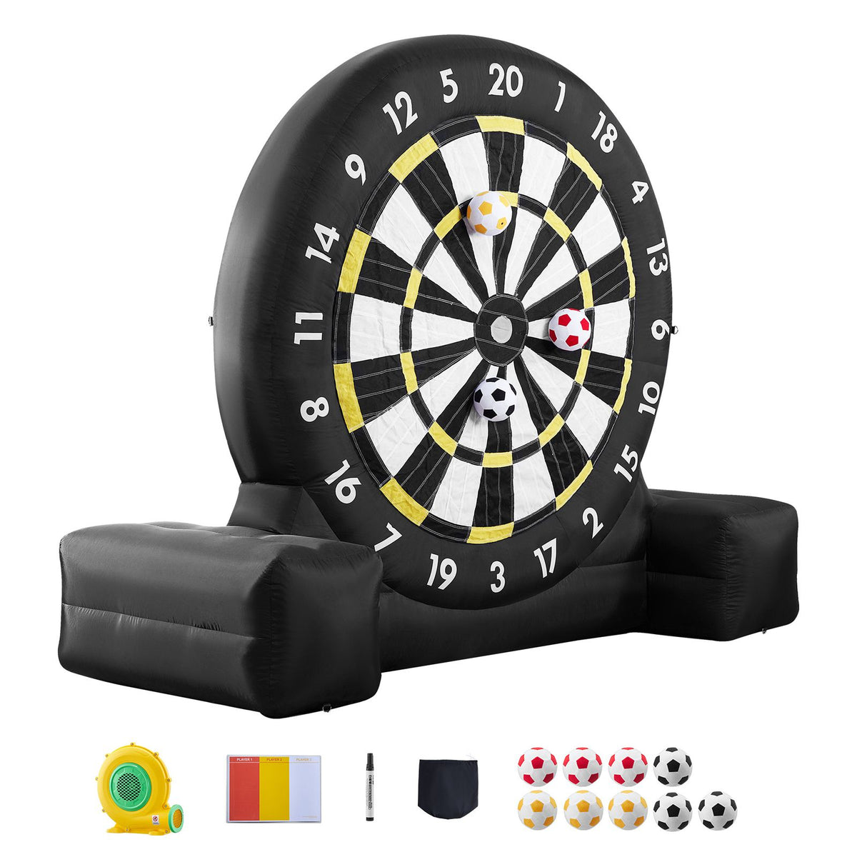 Inflatable Soccer Dart Board, over 2.5 m High Giant Soccer Dart Board with 9 Kick Balls & Air Pump, 2-Minutes Setup & Storage Bag for Easy Carrying, for Giant Yard Games, Giant Kick Darts Game