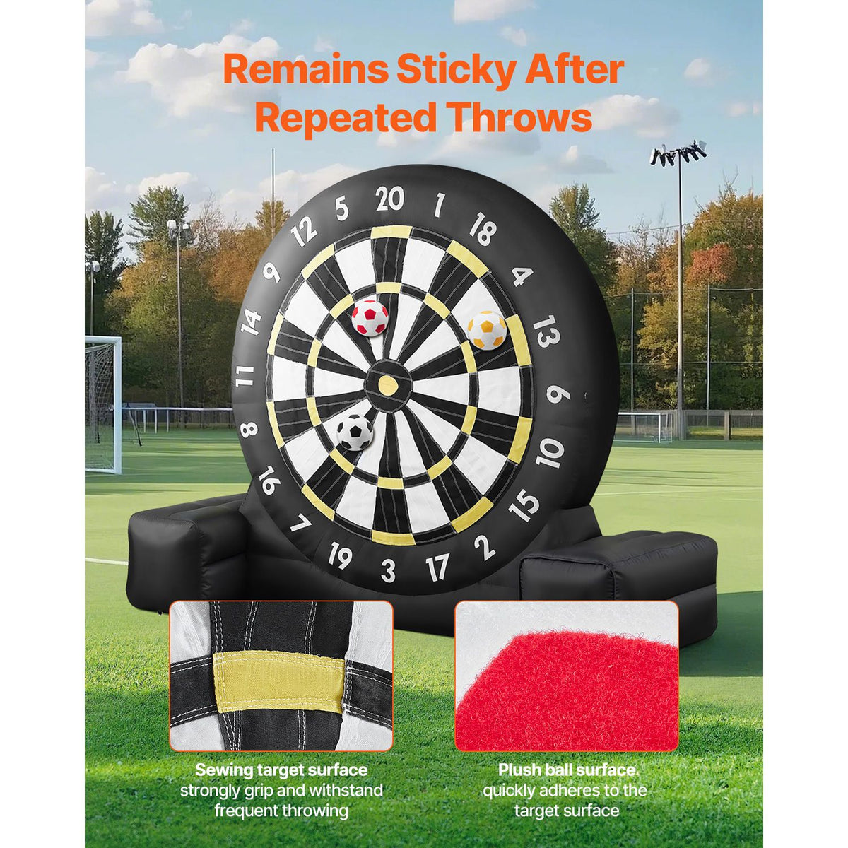 Inflatable Soccer Dart Board, over 2.5 m High Giant Soccer Dart Board with 9 Kick Balls & Air Pump, 2-Minutes Setup & Storage Bag for Easy Carrying, for Giant Yard Games, Giant Kick Darts Game
