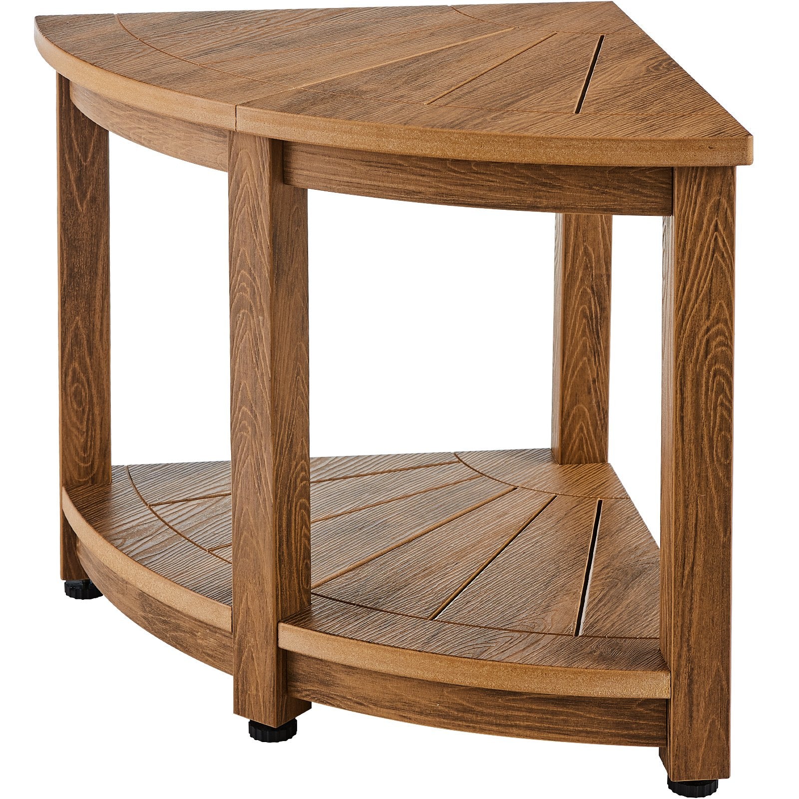VEVOR Corner Shower Bench, 18.5" Height 17.75" Radius, Faux Wood Grain Polystyrene,159KGS with Storage Shelf, Water Resistant, Shower Stool for Inside & Outside Shower, for Bathroom, Living Room