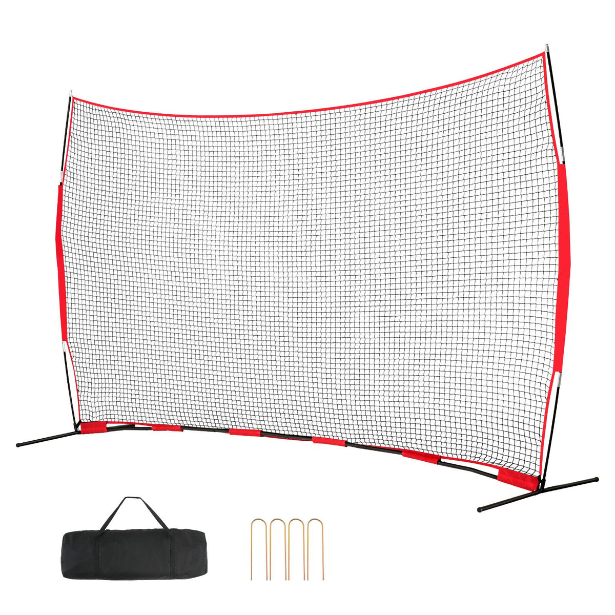Barricade Backstop Net, 16x10 ft Ball Sports Barrier Netting, Portable Practice Equipment with Carry Bag, Protection Screen for Baseball Softball Lacrosse Soccer Hockey Training, for Backyard