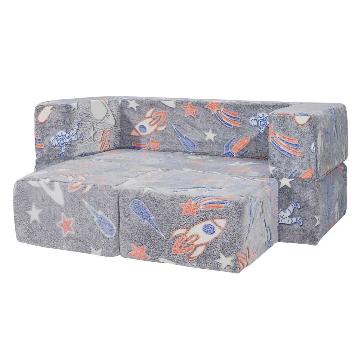 Modular Kids Play Couch 4Pcs DIY Glow in the Dark Toddler Chair Grey