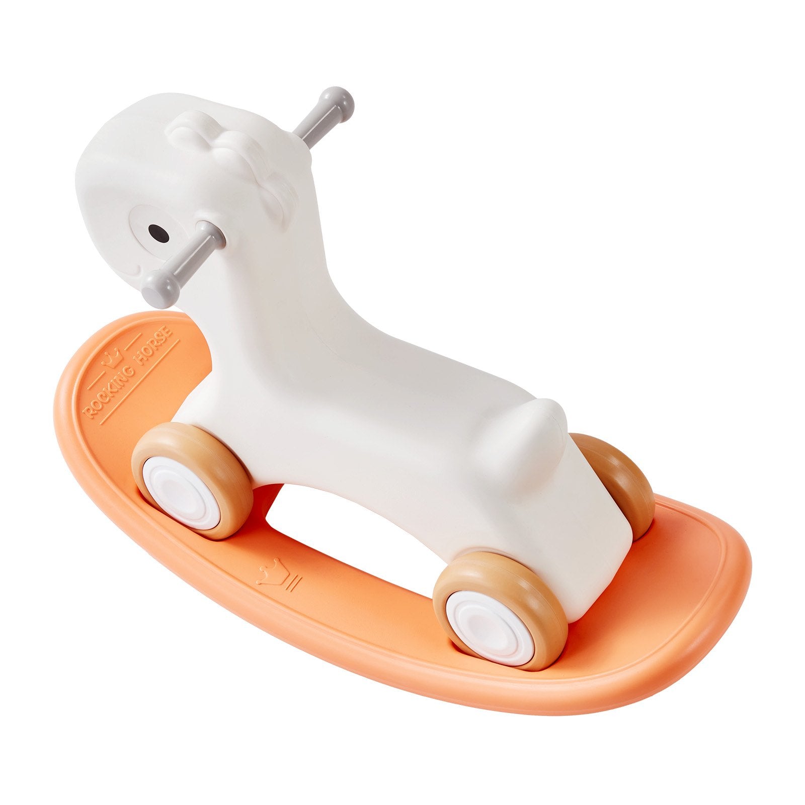 VEVOR 3 in 1 Rocking Horse for Toddlers 1-3 Years, Baby Rocking Horse with Detachable Balance Board and 4 Smooth Wheels, Support up to 80 lbs HDPE Material Kids Ride on Toy, Swinging, Orange