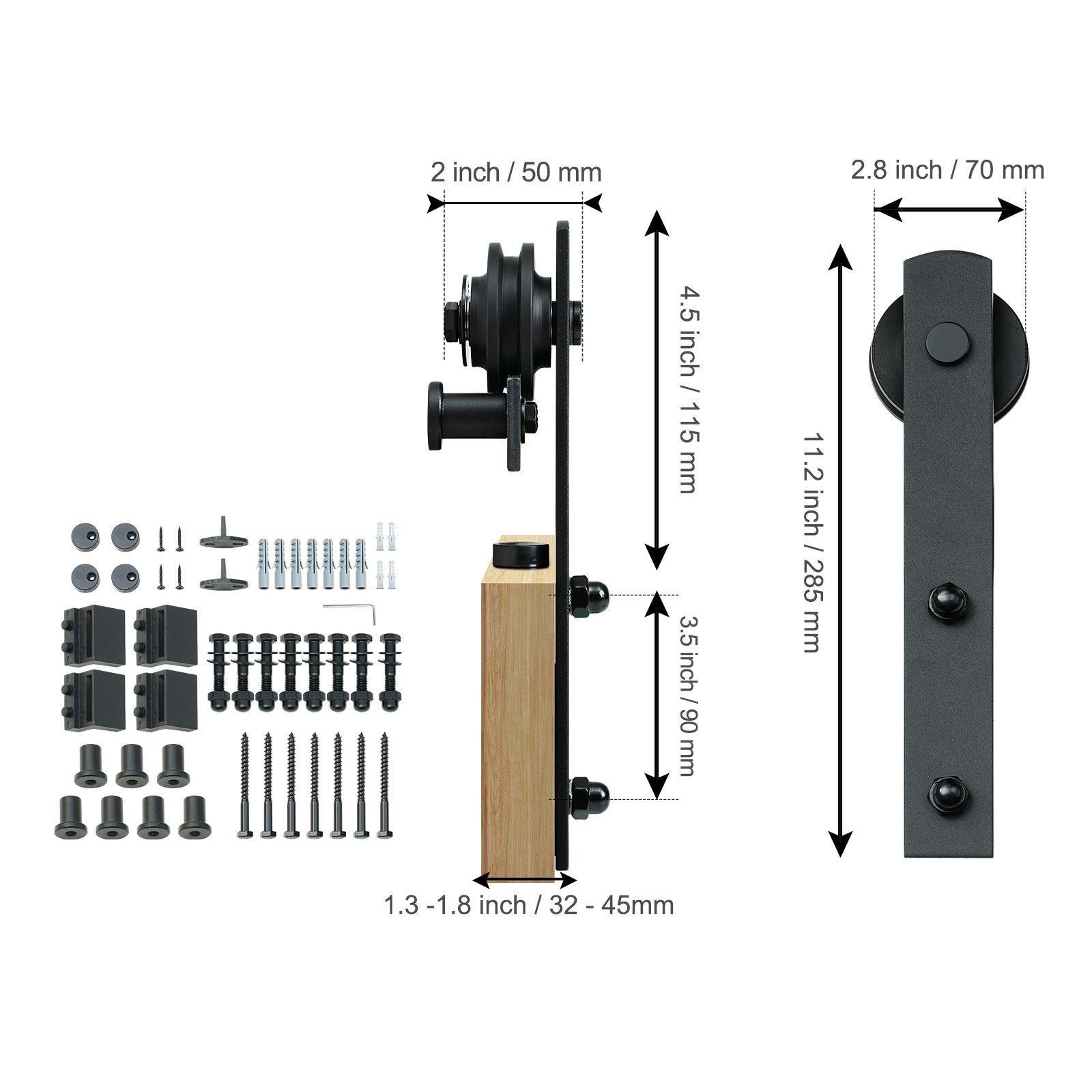 8FT Sliding Barn Door Hardware Closet Track Kit for Double Doors I Hanger
