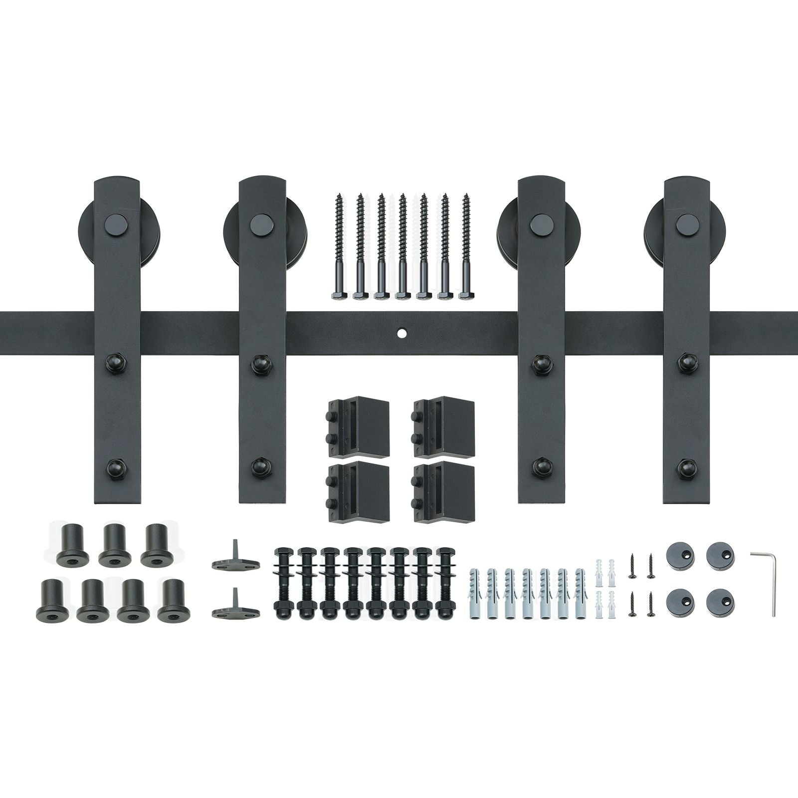 8FT Sliding Barn Door Hardware Closet Track Kit for Double Doors I Hanger