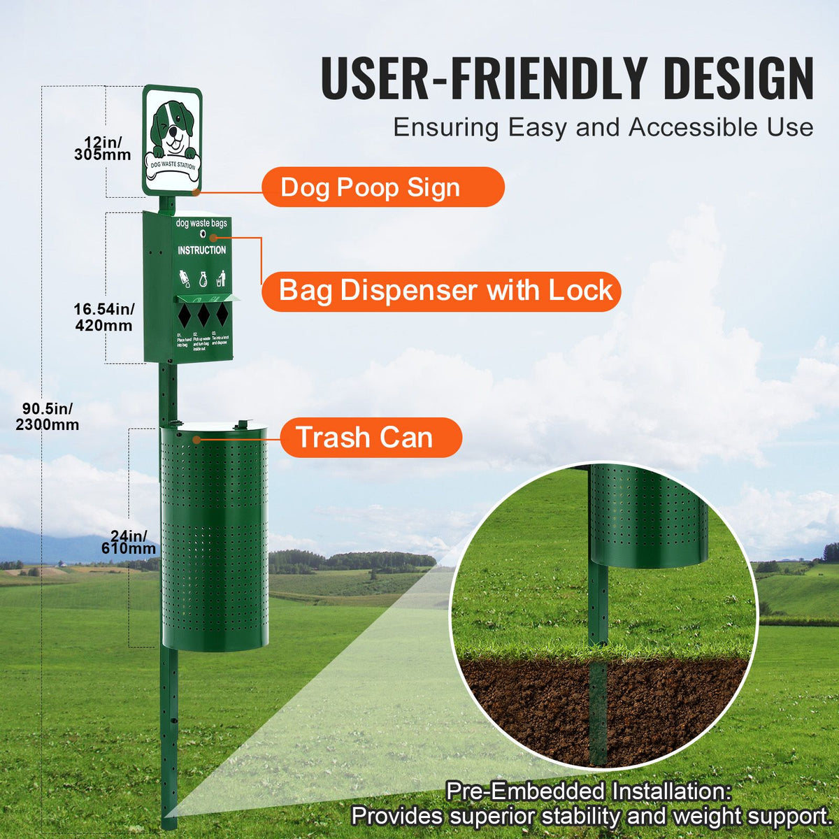 Dog Waste Station 11.5 Gallons Outdoor Dog Poop Station with 600 Bags