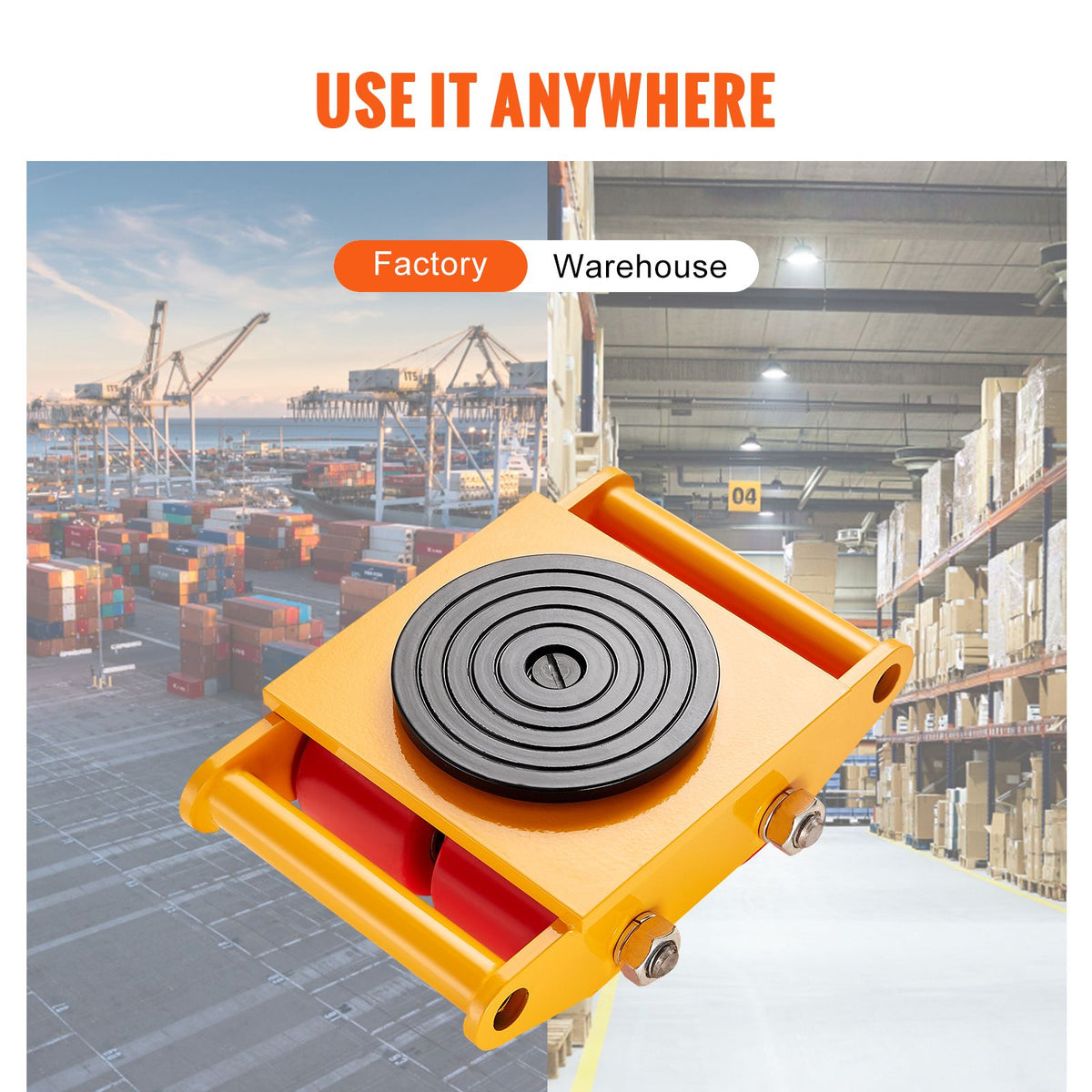 4PCS Machinery Skate Dolly, 17637LBS/8T Industrial Machinery Mover, Heavy Duty Carbon Steel Machinery Moving Skate with 4 PU Wheels and 360° Rotation Non-Slip Cap for Warehouse Workshop Factory