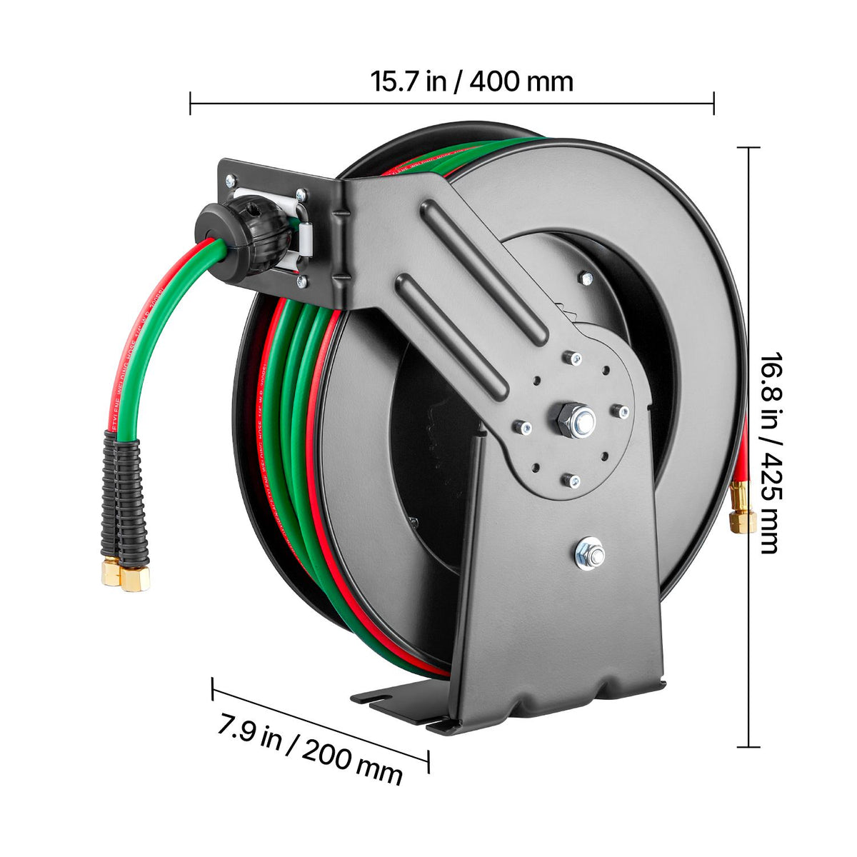 Retractable Welding Hose Reel 1/4 in x 50FT Oxygen Acetylene Rubber Hose R Grade