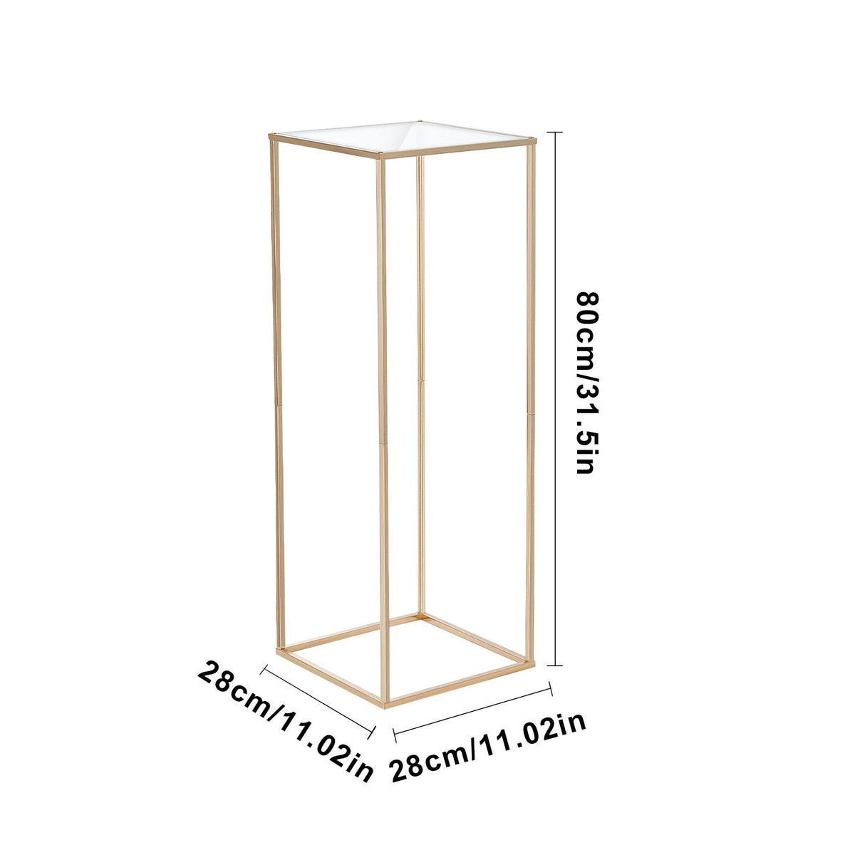 10PCS 31.5inch/80cm High Wedding Flower Stand, With Acrylic Laminate,Metal Vase Column Geometric Centerpiece Stands, Gold Rectangular Floral Display Rack for Events Reception, Party Decoration