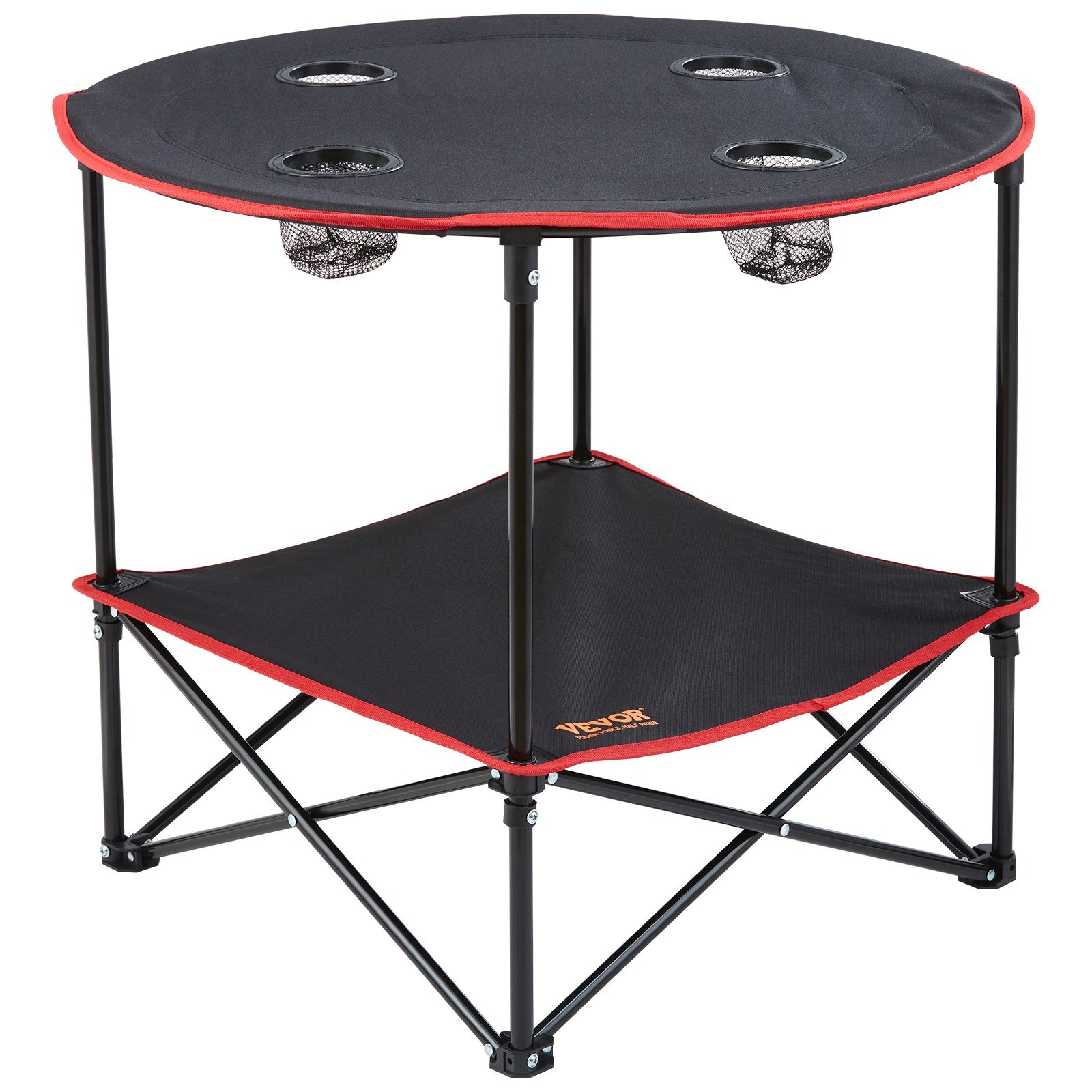 VEVOR Folding Camping Table, Outdoor Portable Side Tables, Lightweight Fold Up Table, 600D Oxford Fabric & Steel Ultra Compact Work Table with Large Storage & Carry Bag, For Beach Picnic, 28.3"x24"