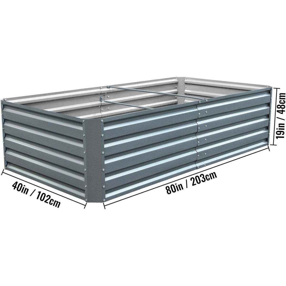Galvanized Raised Garden Bed, 203 x 102 x 48 cm Metal Planter Box, Gray Steel Plant Raised Garden Bed Kit, Planter Boxes Outdoor for Growing Vegetables,Flowers,Fruits,Herbs,and Succulents