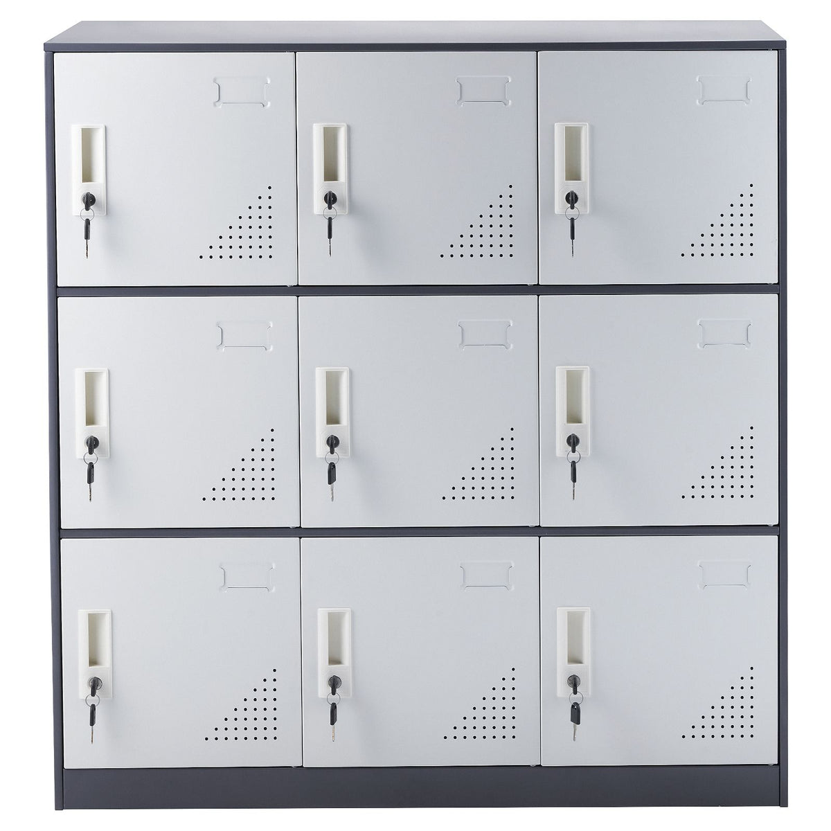 9 Doors Metal Storage Cabinet Employees Steel Storage Cabinet Office Gray
