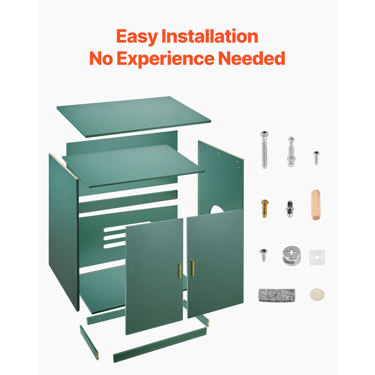 Cat Litter Box Enclosure, 80 cm Hidden Litter Box Cabinet, Wooden Indoor Cat Washroom with Ventilated Holes, Double-Door Kitty Pet House Furniture, End Side Table Fit Most Litterboxes
