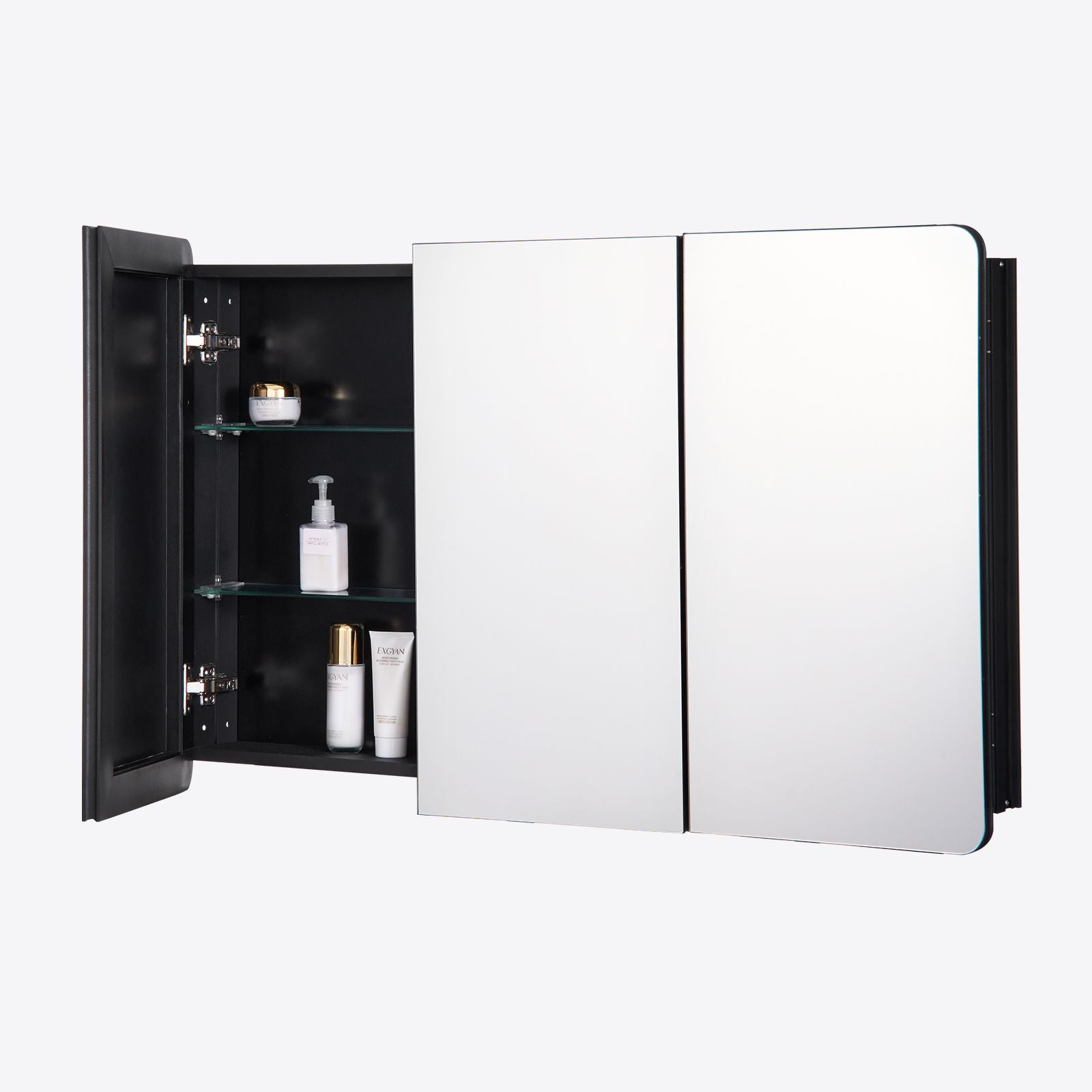 Medicine Cabinet, 25.5 x 40 inch, Medicine Cabinet for Bathroom with Mirror,  Aluminum Frame Bathroom Wall Cabinet, 4-layer Adjustable Shelves, Recessed & Wall-mounted Installation