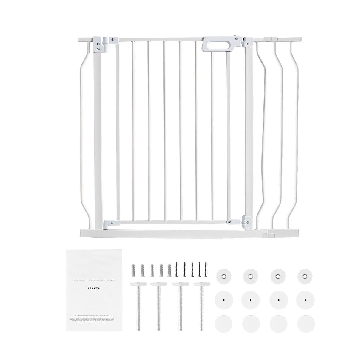 Baby Gate, 749-990 mm Extra Wide, 762 mm High, Dog Gate for Stairs Doorways and House, Easy Step Walk Thru Auto Close Child Gate Pet Security Gate with Pressure Mount Kit & Wall Mount Kit, White