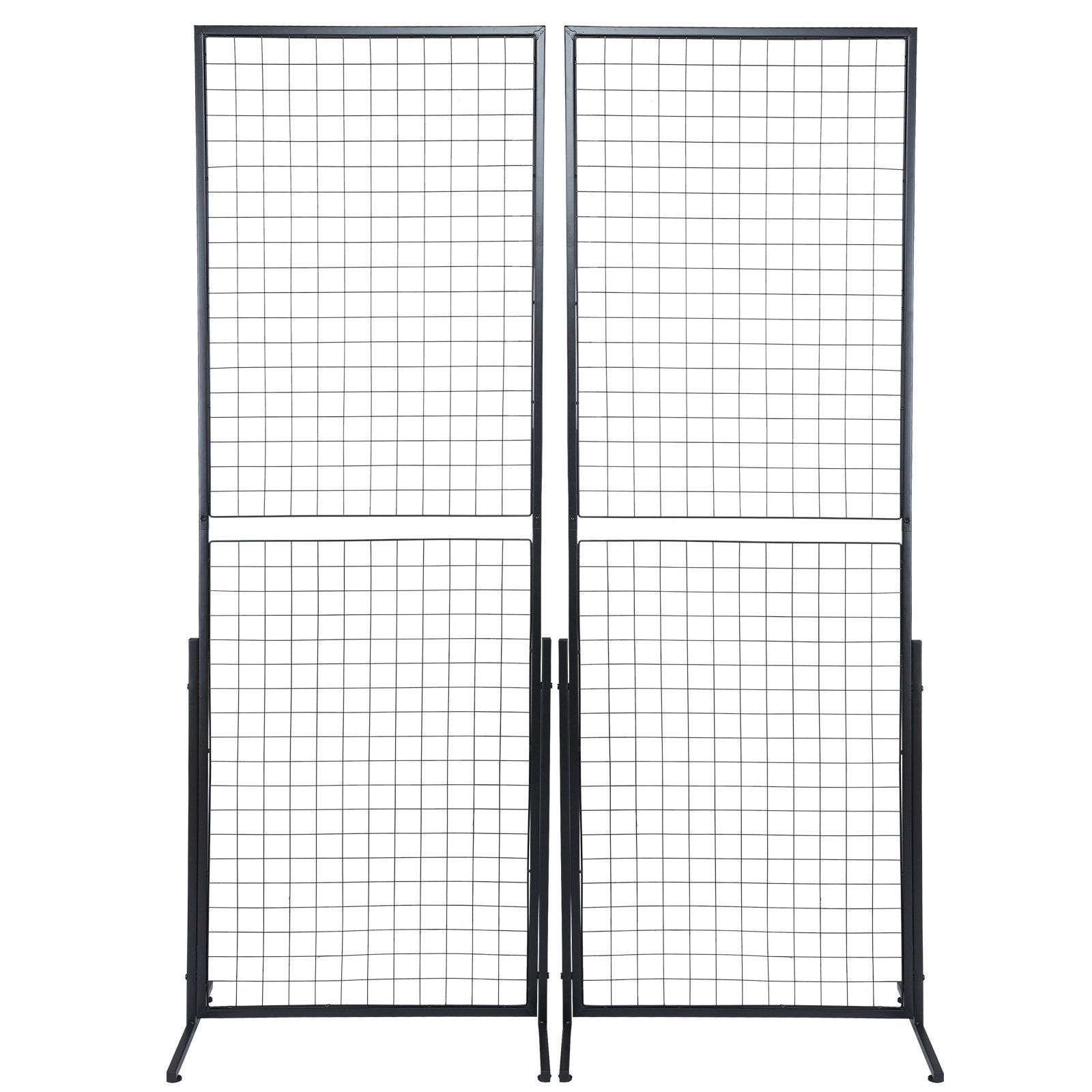 VEVOR 2' x 5.6' Grid Wall Panels Tower, 2 Packs Wire Gridwall Display Racks with T-Base Floorstanding, Double Side Gridwall Panels for Art Craft Shows, Retail Display with Extra Clips and Hooks