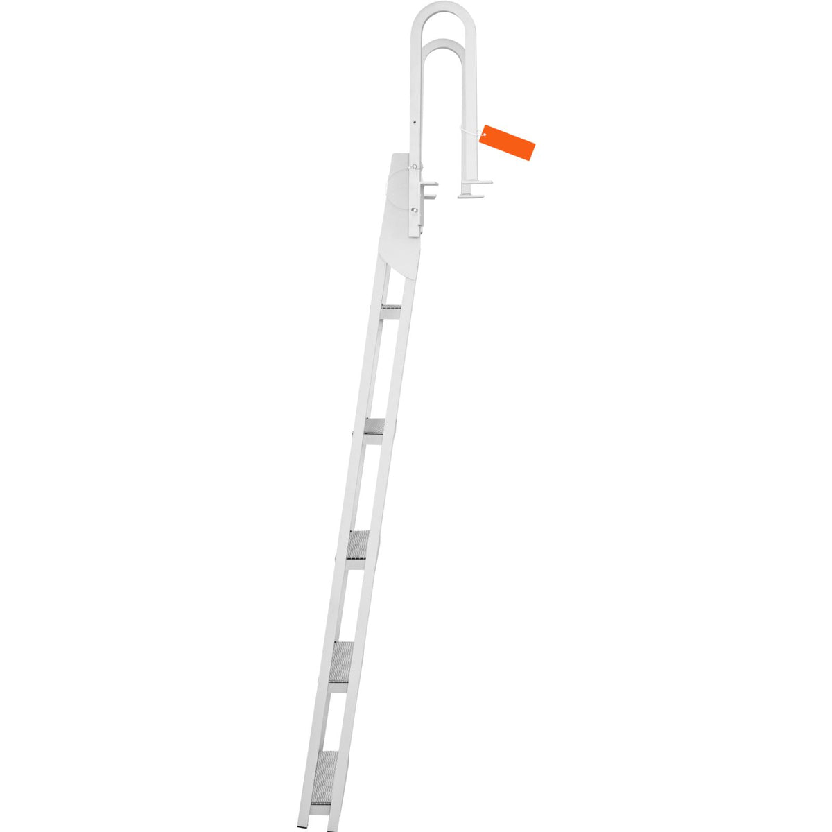 Dock Ladder Flip Up 5 Steps, 350lbs Load Capacity, Aluminum Pontoon Boat Ladder with 4" Wide Step & Nonslip Rubber Mat,Swimm Step Ladder for Ship/Lake/Pool/Marine Boarding