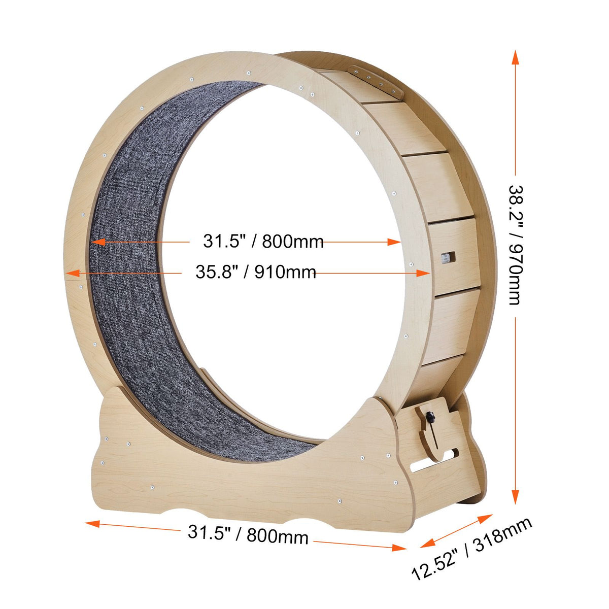 Cat Exercise Wheel, Large Cat Treadmill Wheel for Indoor Cats, 35.8 inch Cat Running Wheel with Detachable Carpet and Cat Teaser for Running/Walking/Training, Suitable for Most Cats