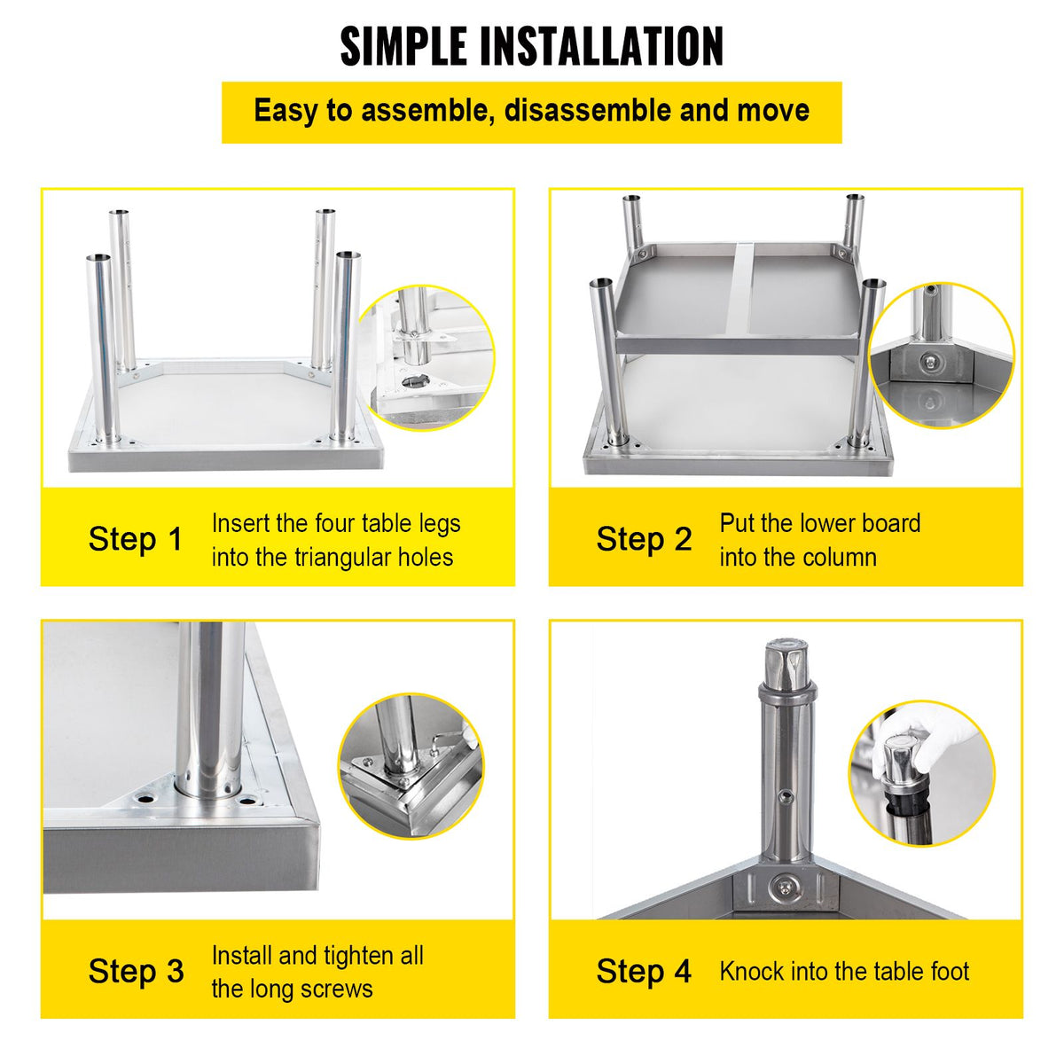 Stainless Steel Equipment Grill Stand, 152x76x61 cm Stainless Table, Grill Stand Table with Adjustable Storage Undershelf, Equipment Stand Grill Table for Hotel, Home, Restaurant Kitchen