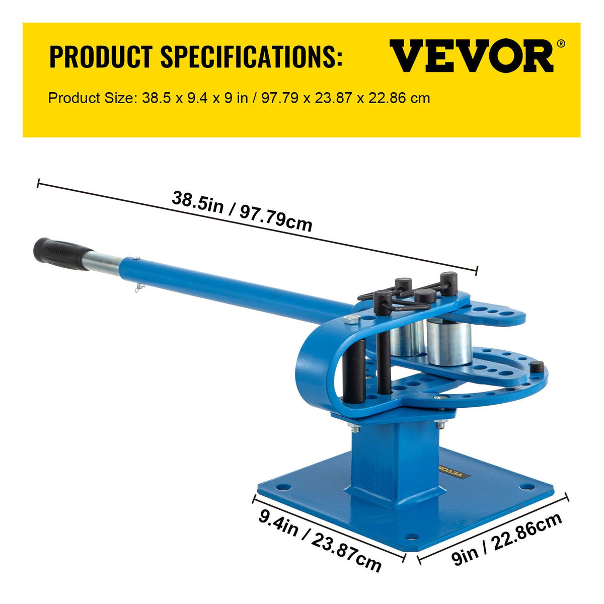 YP-9 Manual Bender, Soild Round Square Bar Metal Bender with 7 Bending Dies, Metal Rod Bar Bender Bending Tool for Construction Site Auto Repair