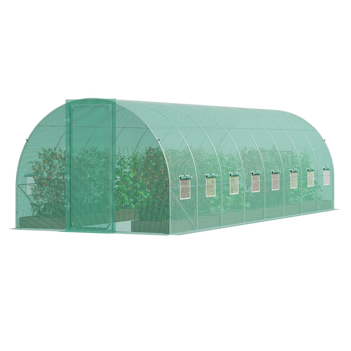 Walk-in Tunnel Greenhouse 27.38x9.5x7.38ft Galvanized Frame PE Cover Green