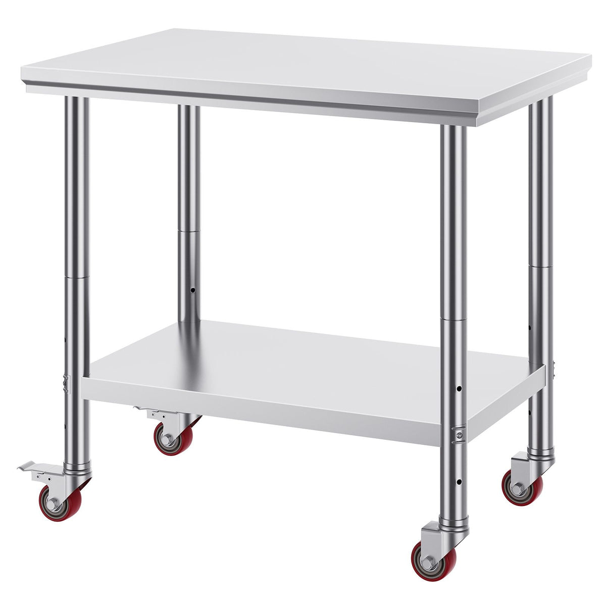 Stainless Steel Work Table 36x24 Inch with 4 Wheels Commercial Food Prep Worktable with Casters Heavy Duty Work Table for Commercial Kitchen Restaurant
