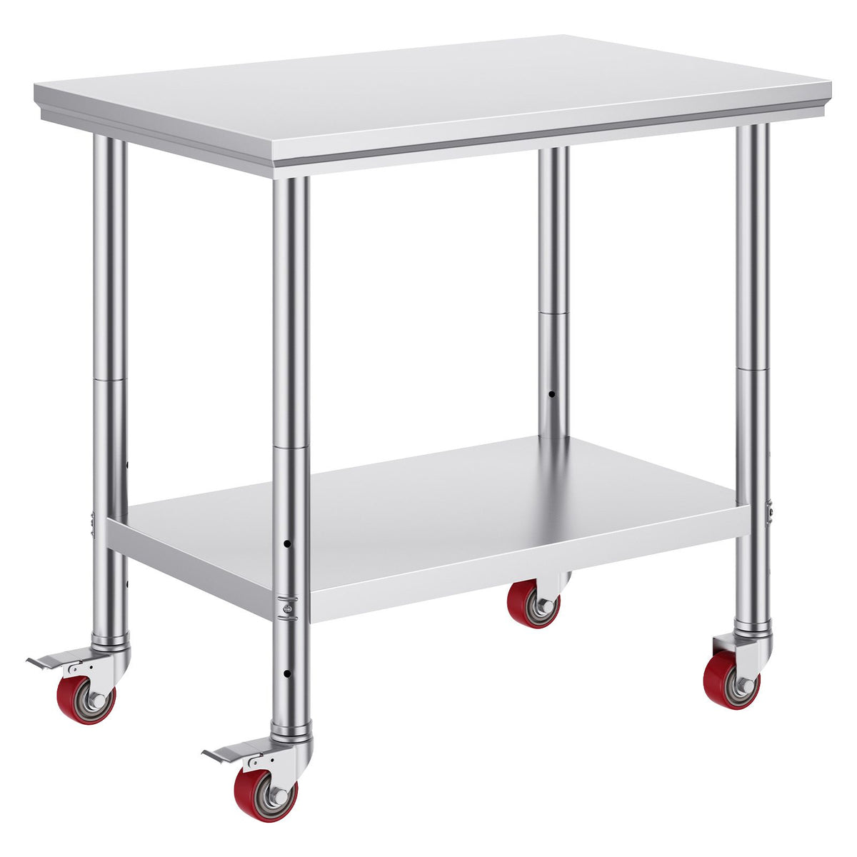 Stainless Steel Work Table 36x24 Inch with 4 Wheels Commercial Food Prep Worktable with Casters Heavy Duty Work Table for Commercial Kitchen Restaurant
